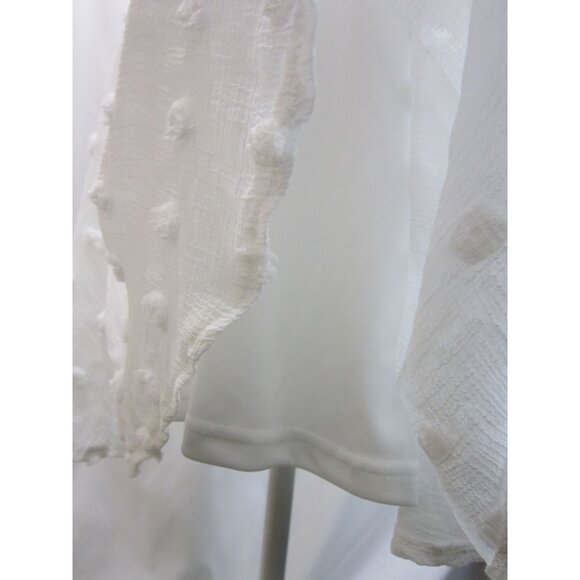 Blu Pepper Womens Dress Swiss Dot Chiffon Lined Button Front‎ White M - Picture 12 of 14